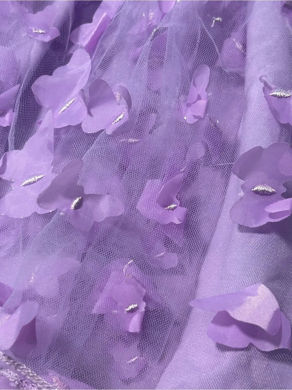Tulle Tutu Skirt Girls 7 Purple Silver Butterfly Print Pull On